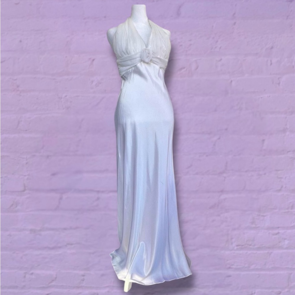 Elegant White Halter Dress